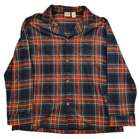 L.L. Bean Other - LL Bean Mens XL Flannel Pajama Top Navy Red Tartan Plaid Cotton Sleep Shirt